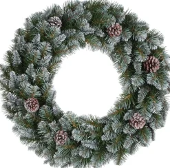 Triumph Tree kerstkrans Empress besneeuwd met dennenappels 96 LED lampjes warm wit D 90 H 8,5 cm