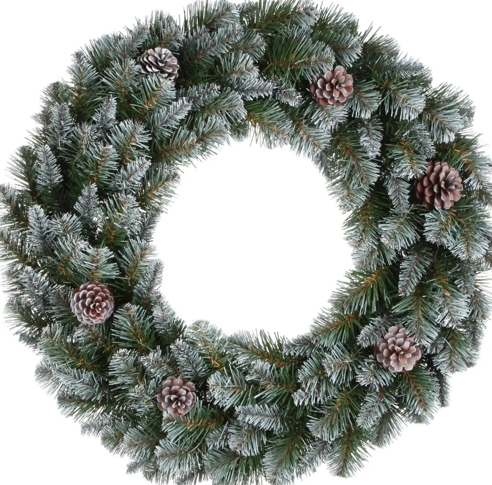 Triumph Tree kerstkrans Empress Spruce besneeuwd dennenappel met 128 lampjes warm wit D 120 H 20 cm