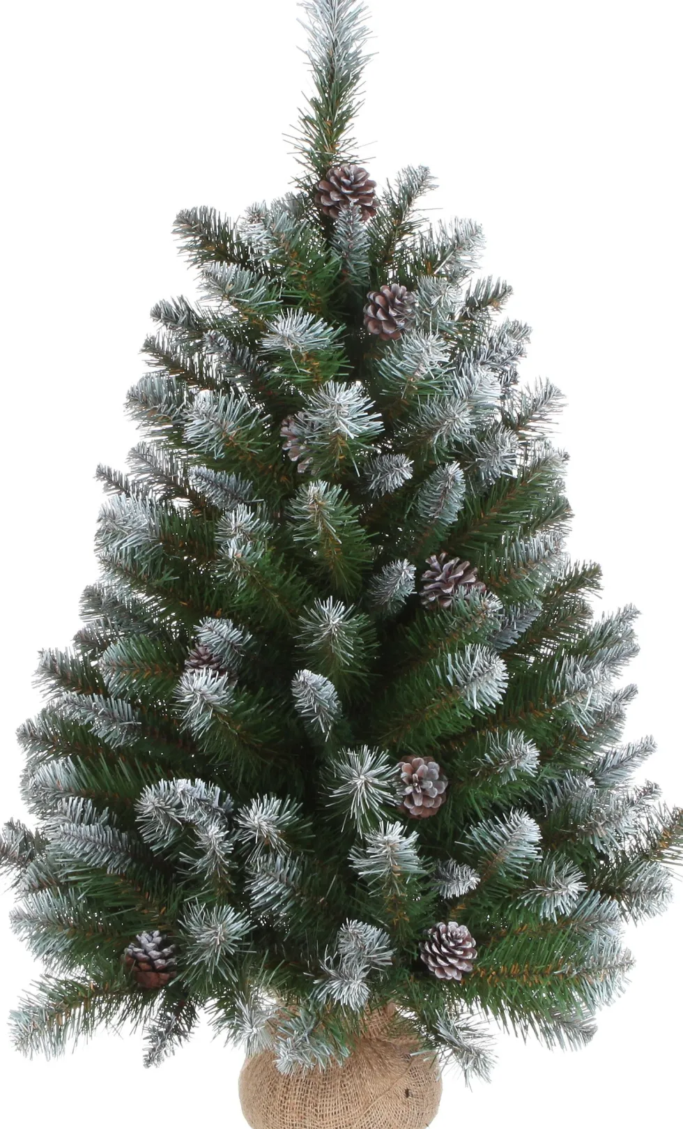 Triumph Tree mini kunstkerstboom Empress Spruce besneeuwd met versiering op jute voet D 71 H 90 cm