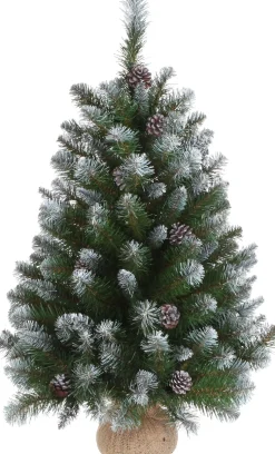 Triumph Tree mini kunstkerstboom Empress Spruce besneeuwd met versiering op jute voet D 46 H 60 cm