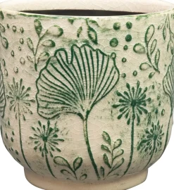 TS bloempot Emilia crème / groen D 11 H 11 cm