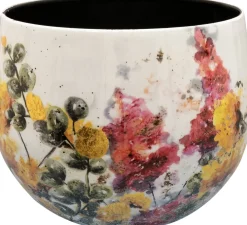 TS bloempot Floral wit D 21 H 17 cm