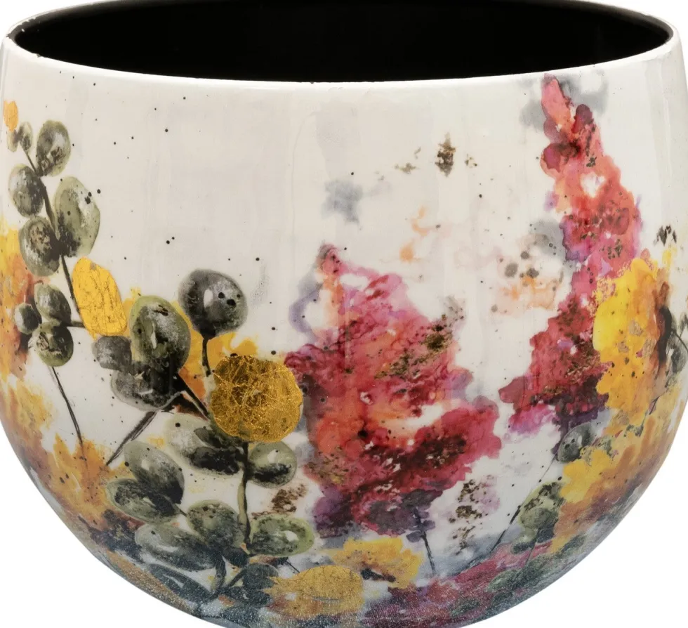 TS bloempot Floral wit D 21 H 17 cm