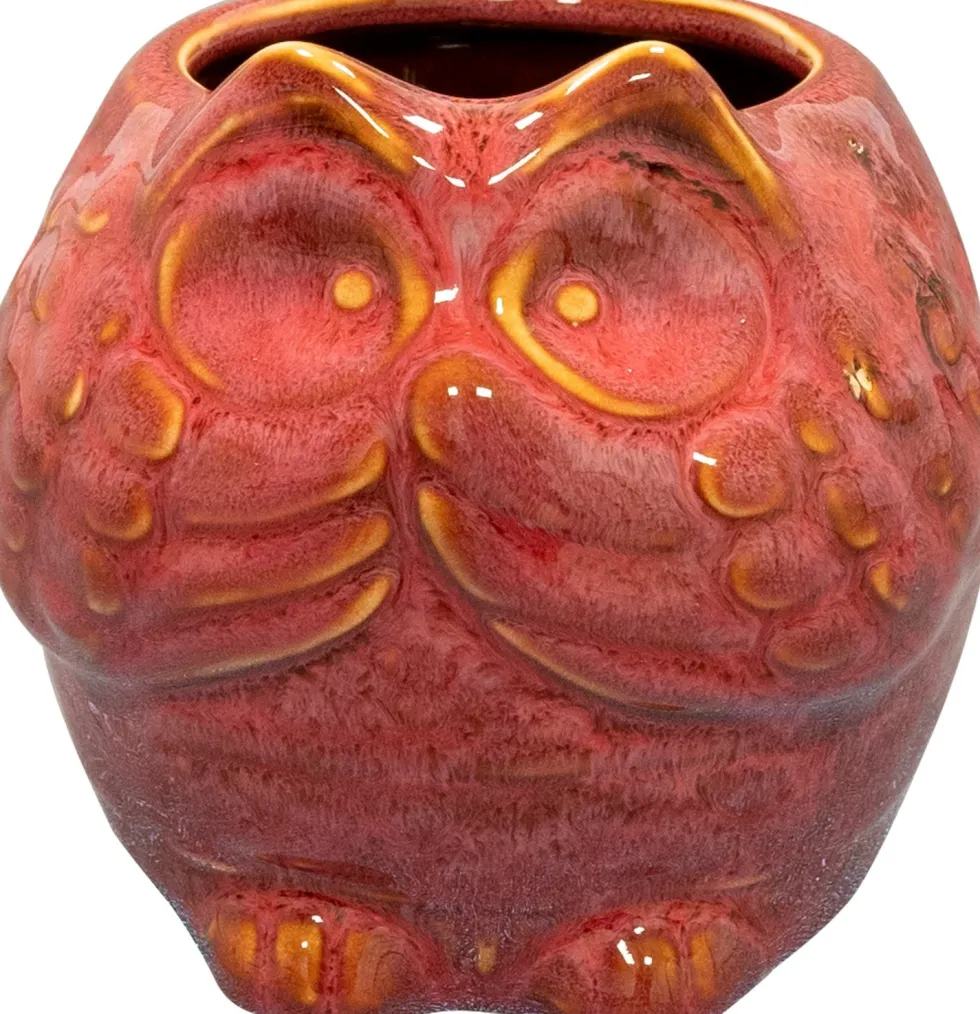 TS bloempot Owl rood D 9 H 9 cm