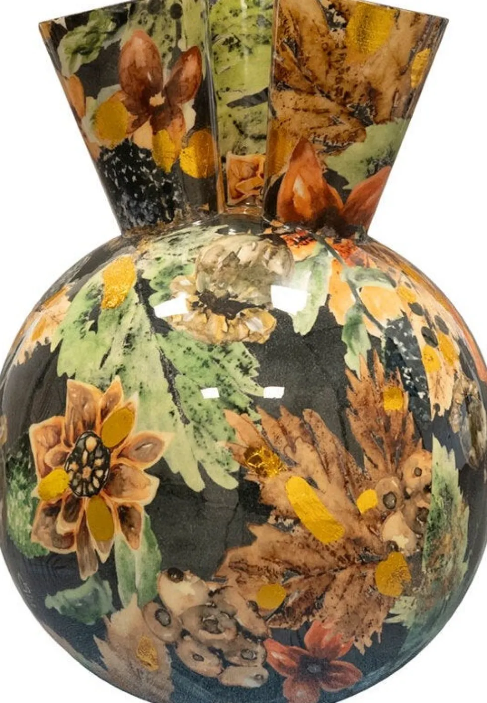 TS tulpenvaas Berry zwart / goud / groen D 24 H 37 cm