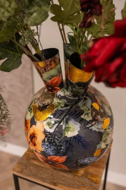 TS tulpenvaas Berry zwart / oranje / goud D 33 H 40 cm