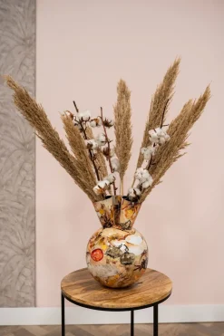 TS tulpenvaas Cotton beige / crème / goud D 24 H 37 cm