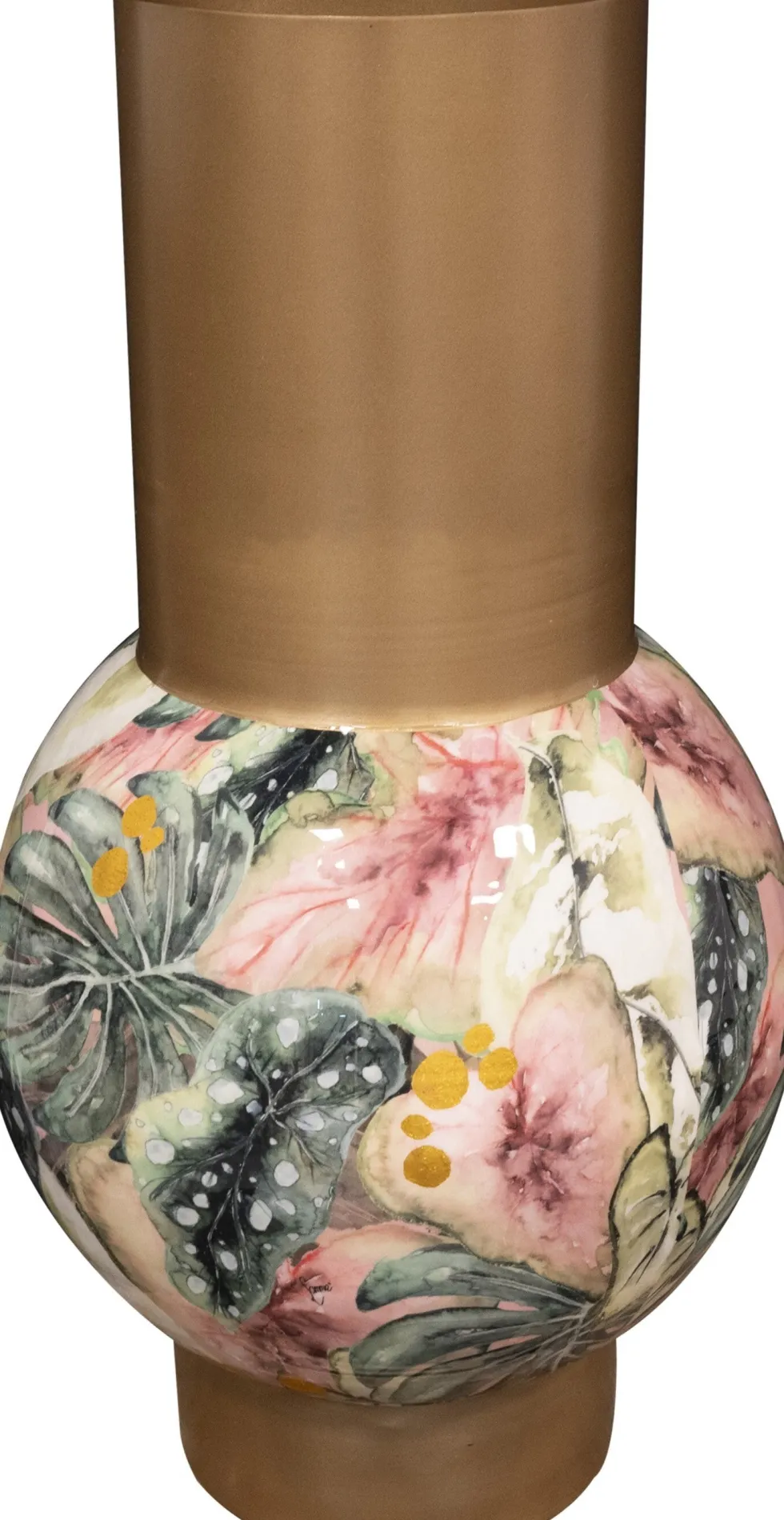 TS vaas Monstera goud D 17 H 30 cm