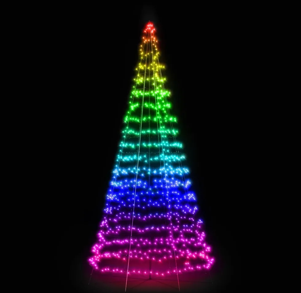 Twinkly vlaggenmast kerstboom Light Tree appgestuurd met 1000 lampjes gekleurd D 300 H 600 cm