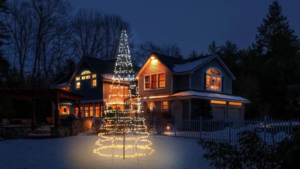 Twinkly vlaggenmast kerstboom Light Tree appgestuurd met 1000 lampjes gekleurd D 300 H 600 cm