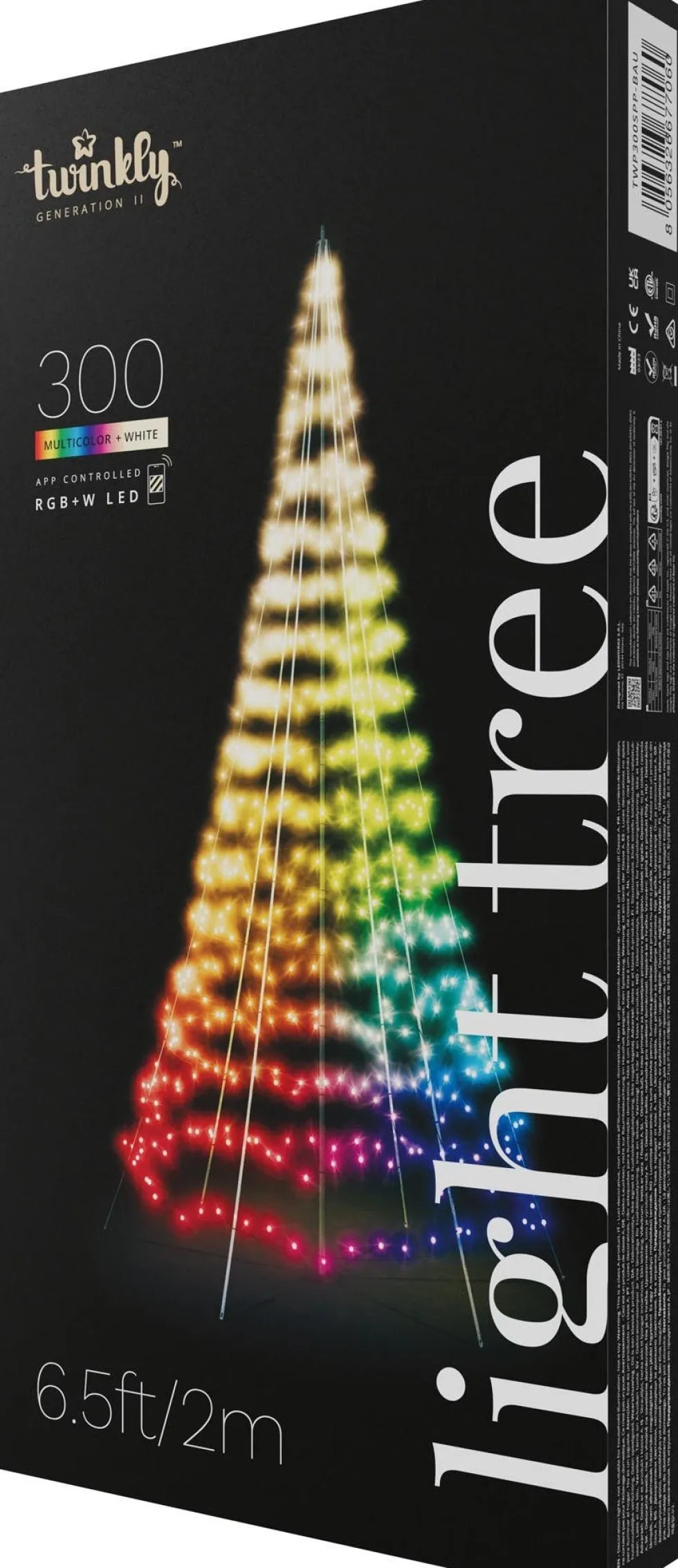 Twinkly vlaggenmast kerstboom Light Tree appgestuurd met 300 lampjes gekleurd D 100 H 200 cm