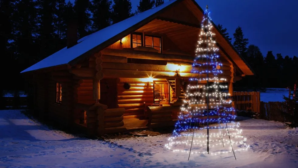 Twinkly vlaggenmast kerstboom Light Tree appgestuurd met 500 lampjes gekleurd D 150 H 300 cm