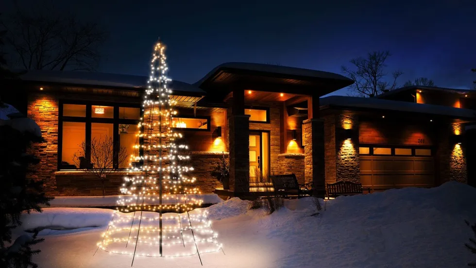 Twinkly vlaggenmast kerstboom Light Tree appgestuurd met 750 lampjes gekleurd D 200 H 400 cm