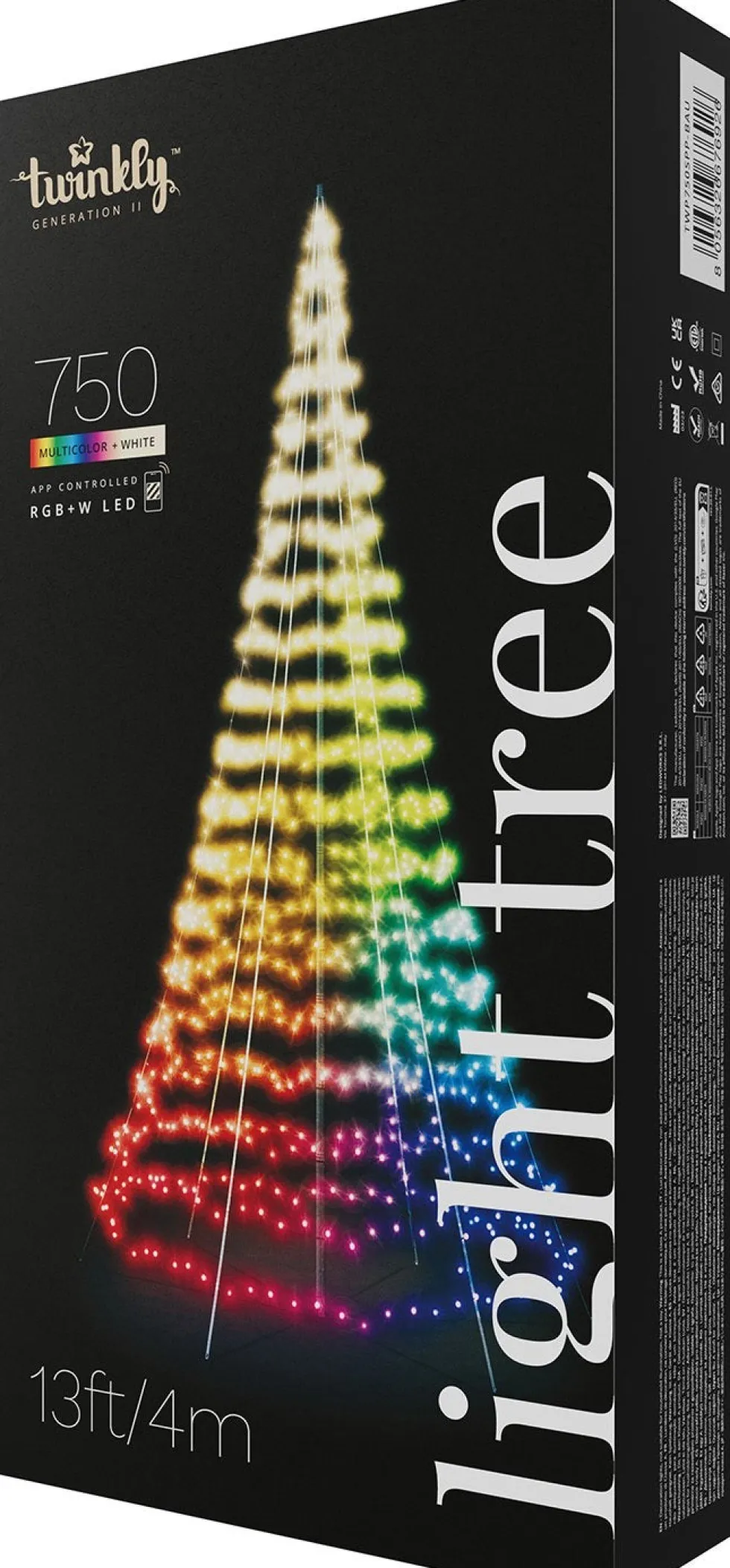 Twinkly vlaggenmast kerstboom Light Tree appgestuurd met 750 lampjes gekleurd D 200 H 400 cm