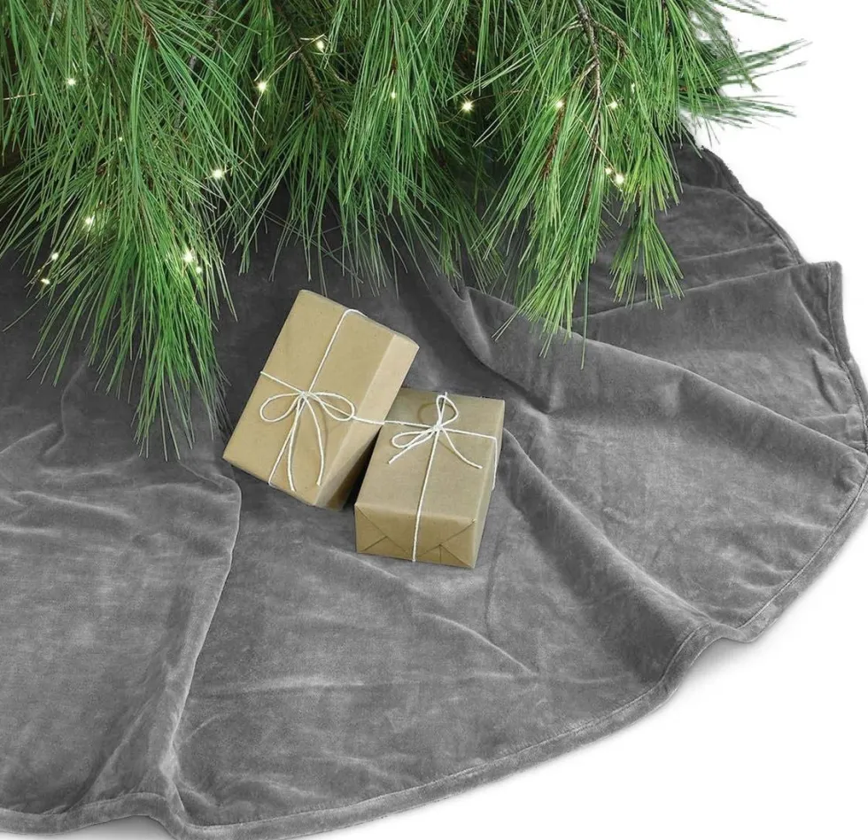 Unique living kerstboomrok Kelsey grijs D 120 cm