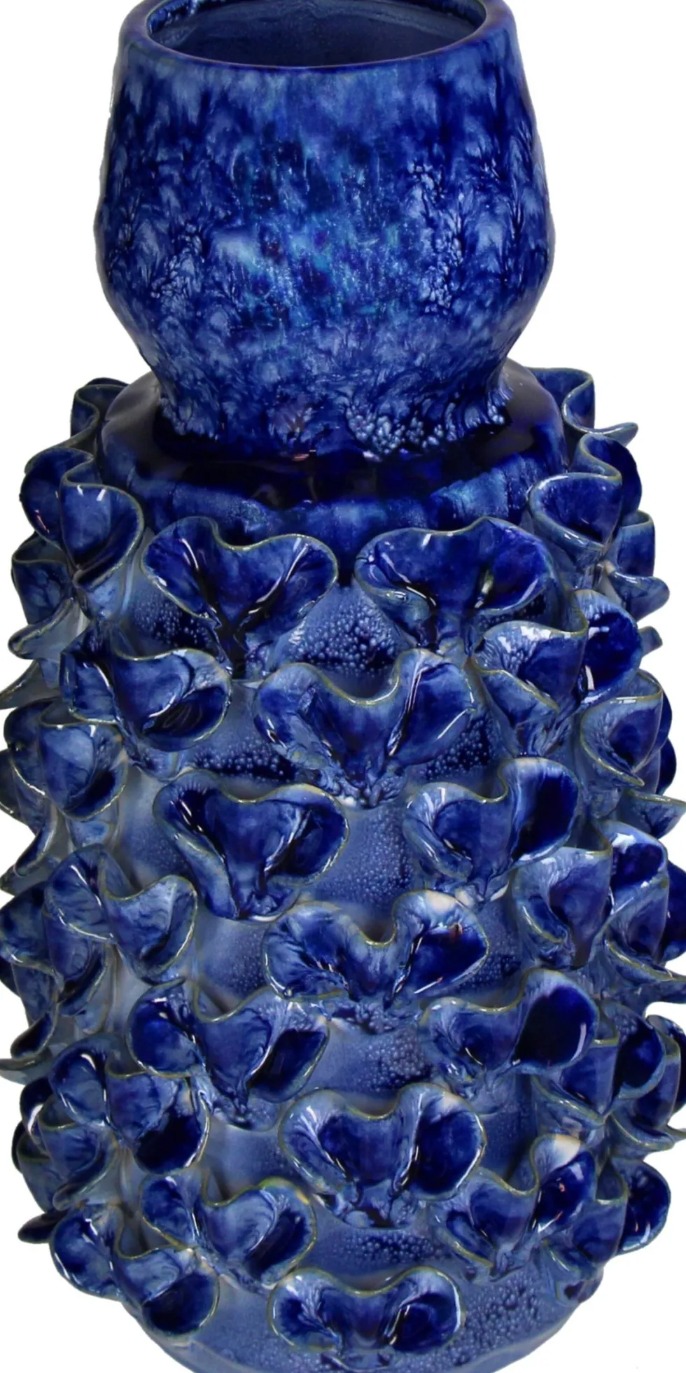 Vaas blauw D 17 H 32,5 cm