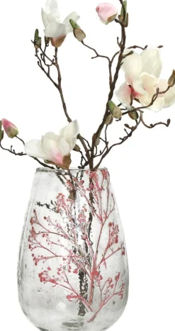 Vaas Bloesem transparant / roze D 22 H 32 cm
