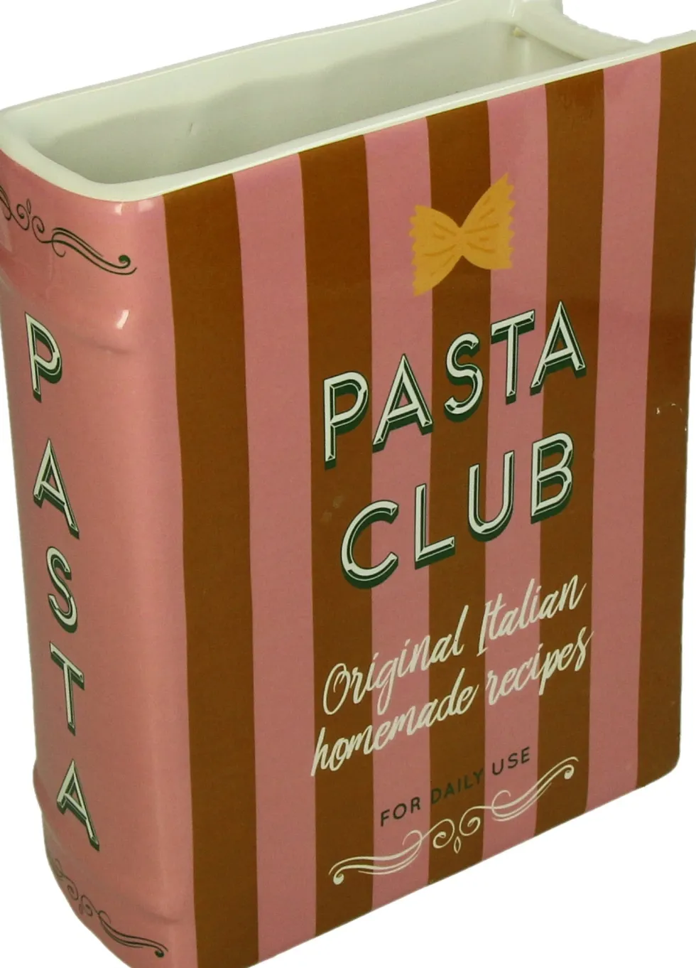 Vaas Boek Pasta Club roze / rood 16 x 6,3 x 20 cm