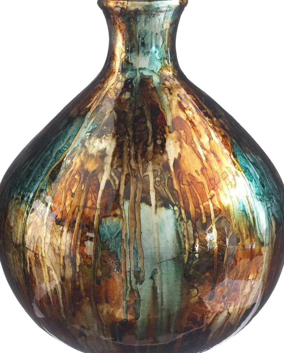 Vaas Dazzle goud / blauw 23 x 23 x 25 cm