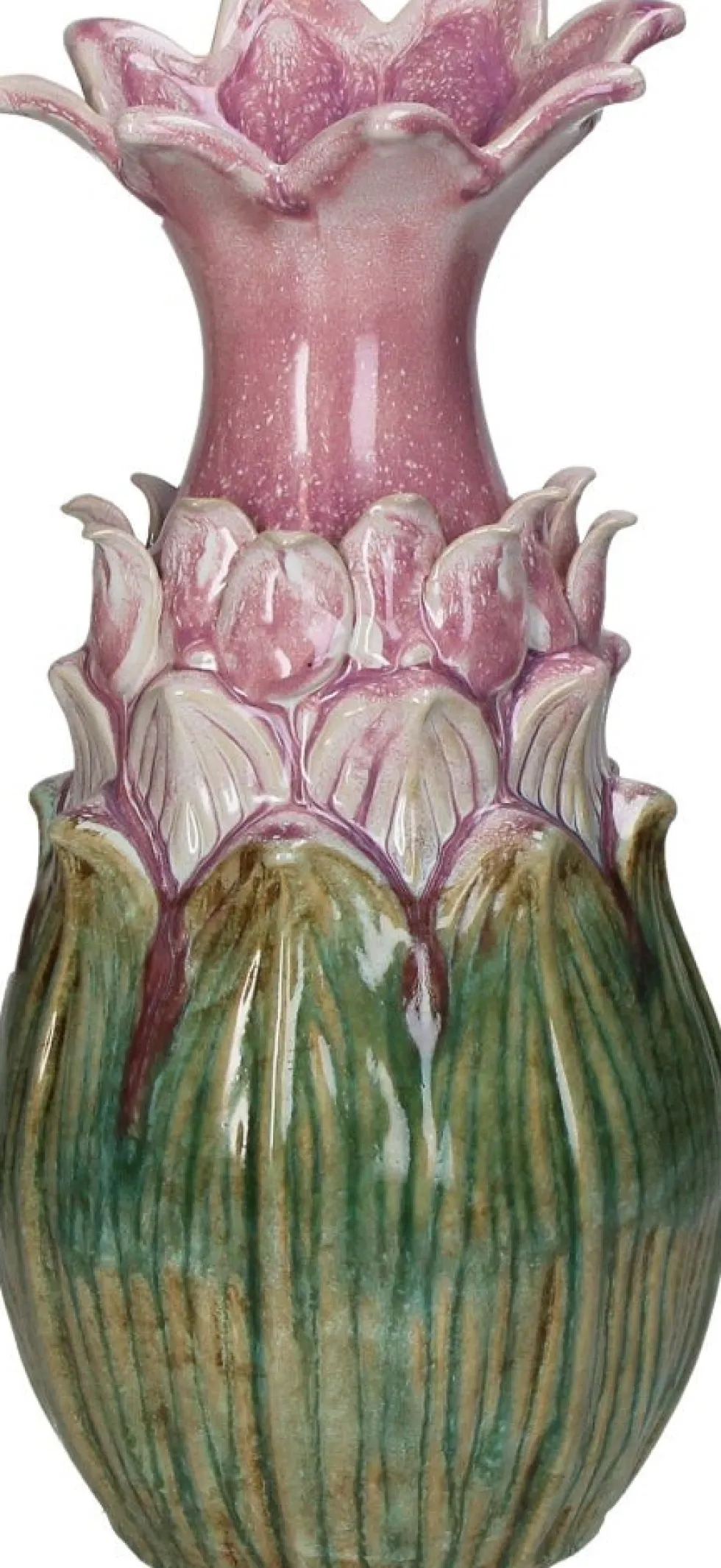 Vaas Fae groen / roze D 16 H 34,5 cm