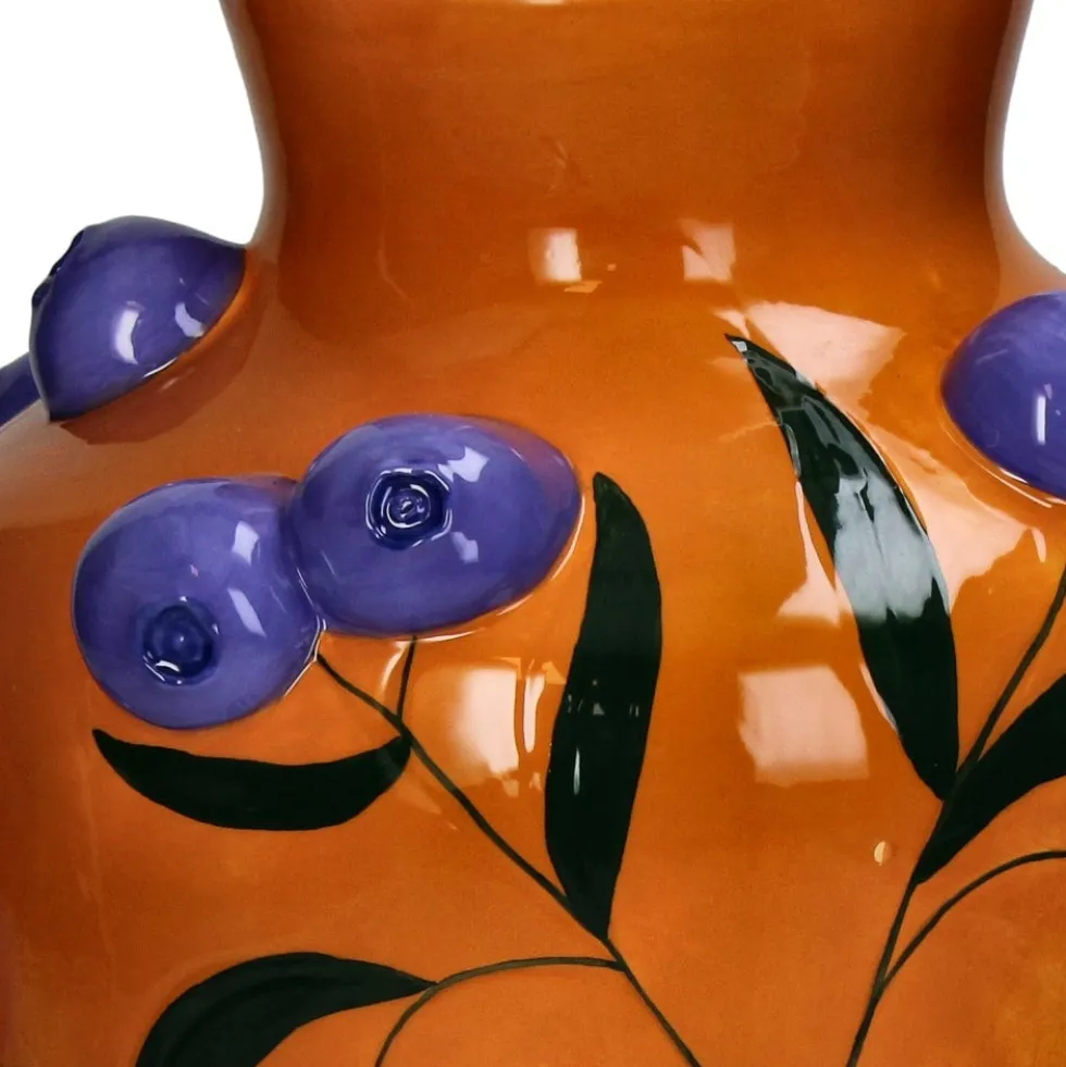Vaas Fruity Fiesta oranje / blauw D 26 H 30 cm