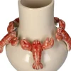 Vaas kreeften beige / rood D 22,3 H 28,5 cm