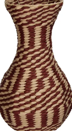 Vaas rood / beige D 26 H 41 cm