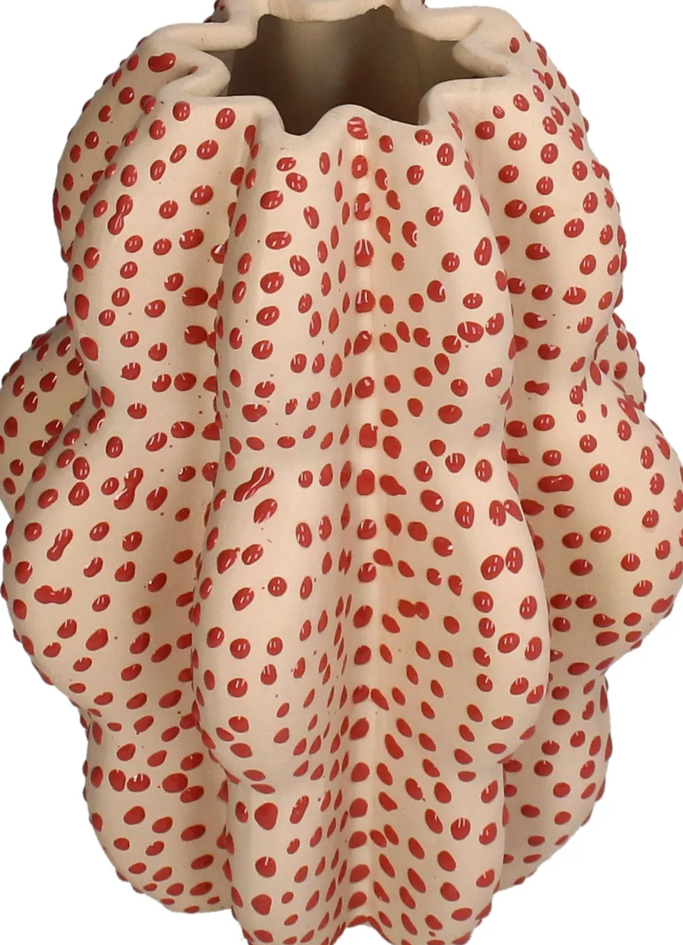 Vaas Spots beige / rood D 16,5 H 23,5 cm
