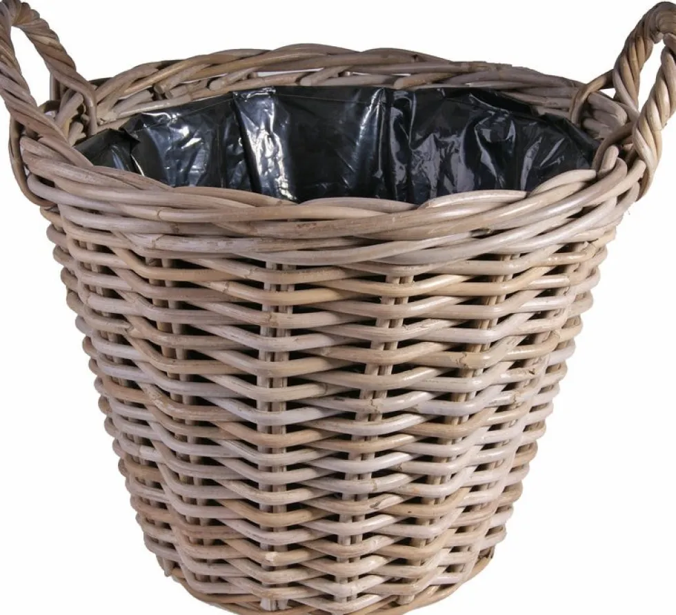 Van der Leeden aardappelmand rotan D 25 x H 19 cm grijs