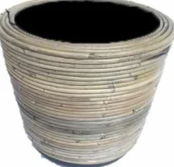 Van der Leeden bloempot streep grijs D 43 H 33 cm