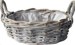 Van der Leeden mand rotan D 35 H 15 cm whitewash