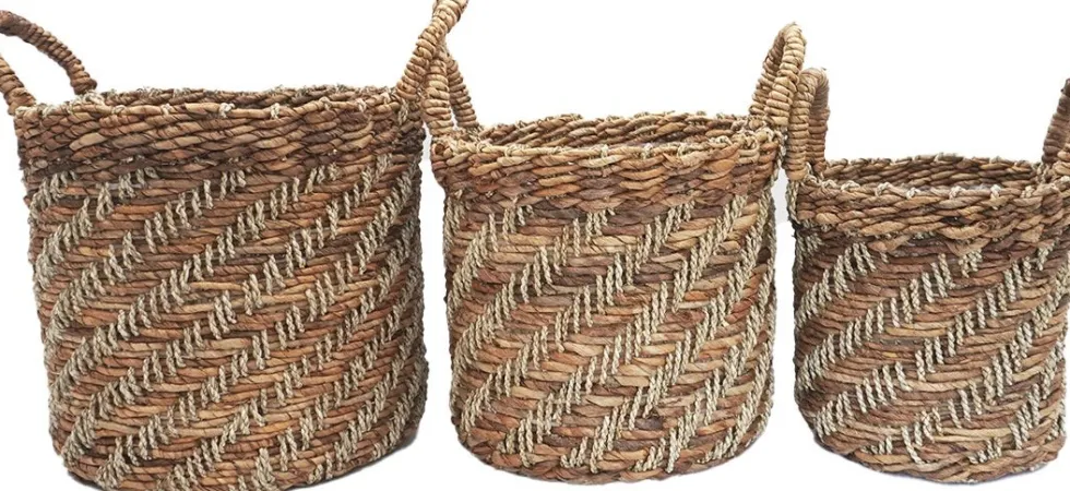 Van der Leeden plantenmand Abaca naturel D 45 H 43 cm