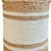 Van der Leeden plantenmand Abaca naturel / wit D 34 H 40 cm