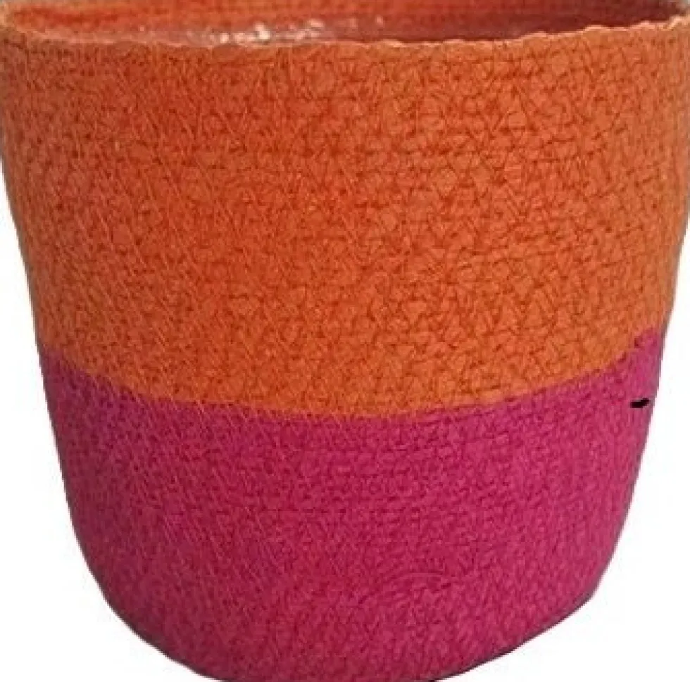 Van der Leeden plantenmand Bodi duotoon roze / oranje D 25 H 22 cm