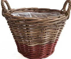 Van der Leeden plantenmand Marie naturel / rood D 35 H 25 cm