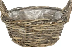Van der Leeden plantenmand rotan grijs D 26 H 12 cm