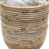 Van der Leeden plantenmand Streep naturel D 24 H 24 cm