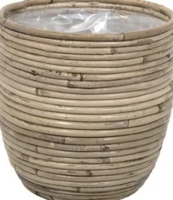 Van der Leeden plantenmand Streep naturel D 20 H 19 cm