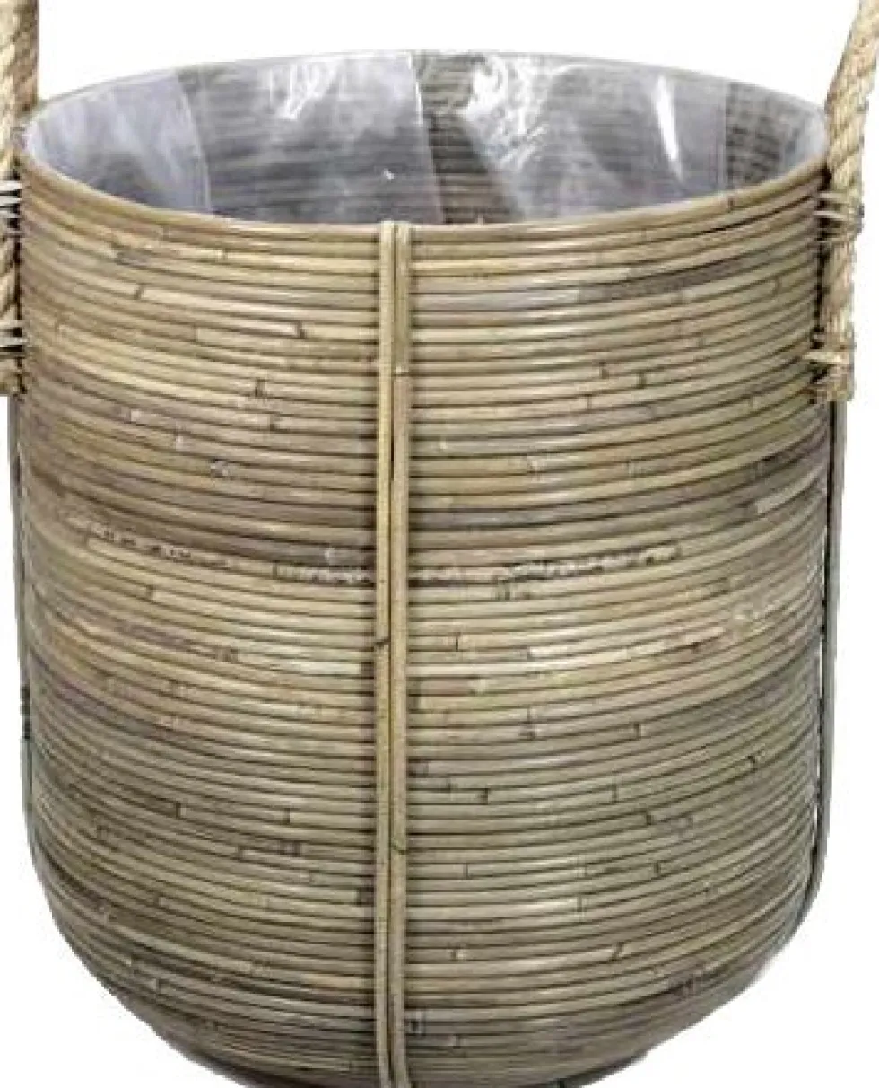 Van der Leeden plantenmand Streep grijs D 40 H 45 cm