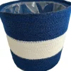 Van der Leeden plantenmand Zeegras strepen blauw D 25 H 22 cm