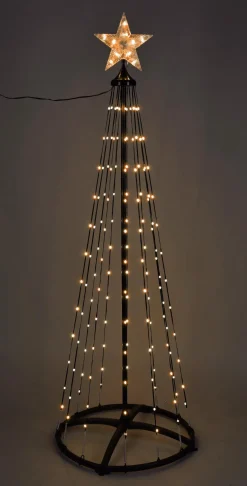 Vlaggenmast kerstboom zwart met 370 lampjes classic warm D 80 H 210 cm