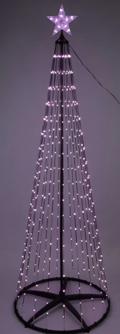 Vlaggenmast kerstboom zwart met 550 lampjes gekleurd D 100 H 300 cm
