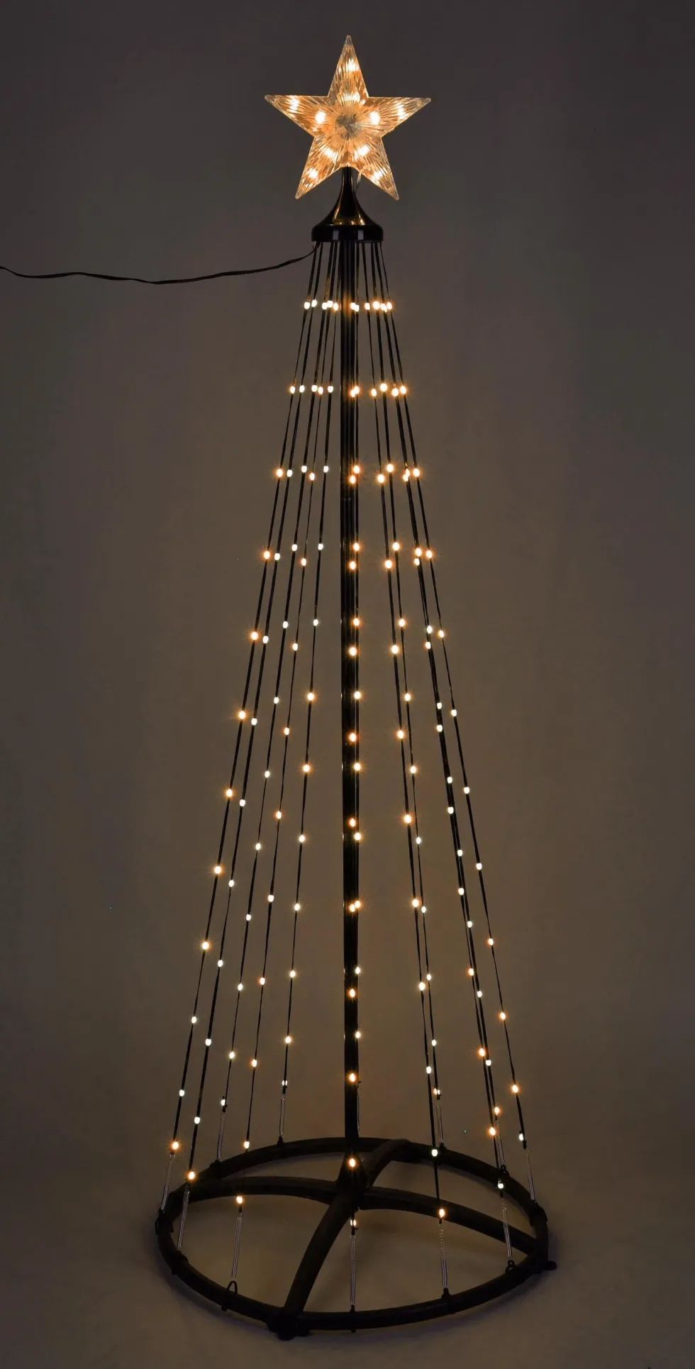 Vlaggenmast kerstboom zwart met 154 lampjes classic warm D 60 H 150 cm