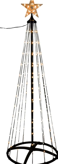 Vlaggenmast kerstboom zwart met 154 lampjes classic warm D 60 H 150 cm
