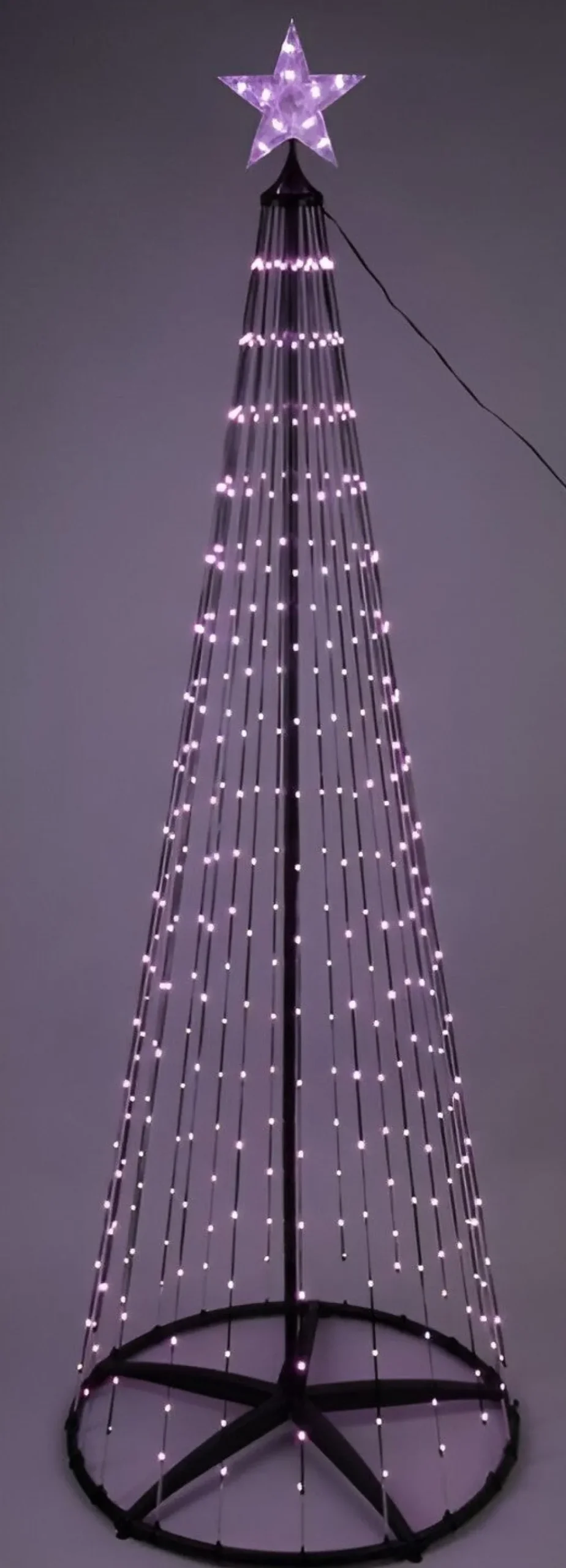 Vlaggenmast kerstboom zwart met 154 lampjes gekleurd D 60 H 150 cm