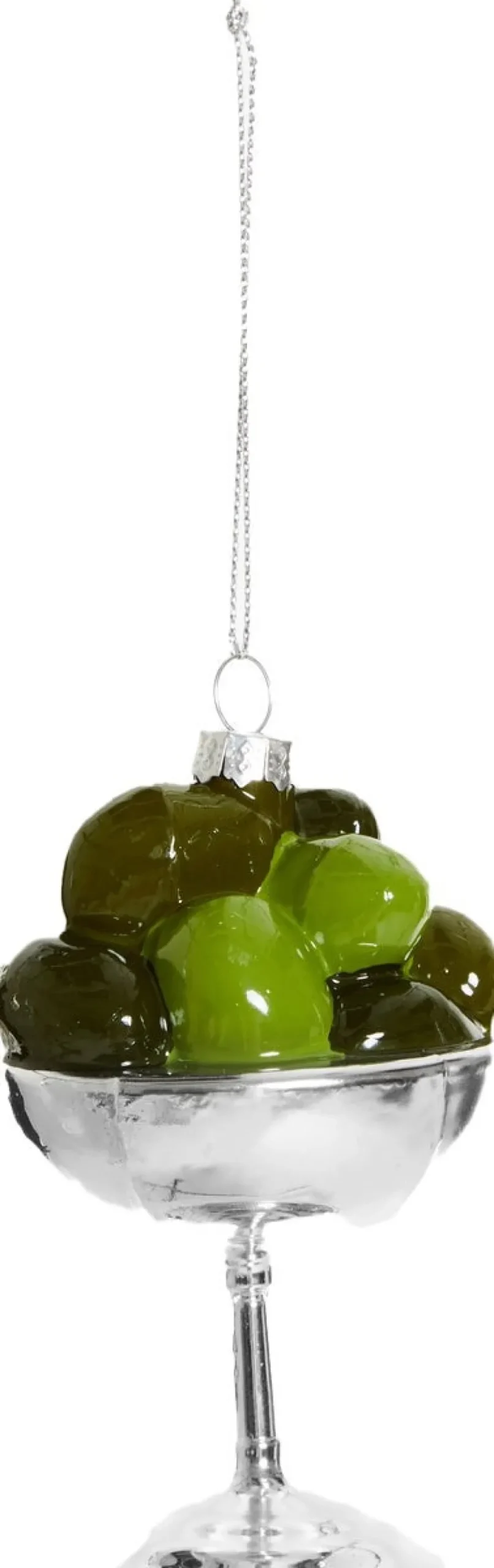 Yup in de Boom kerst ornament coupe olijven groen / zilver 8 x 6,5 x 6,5 cm