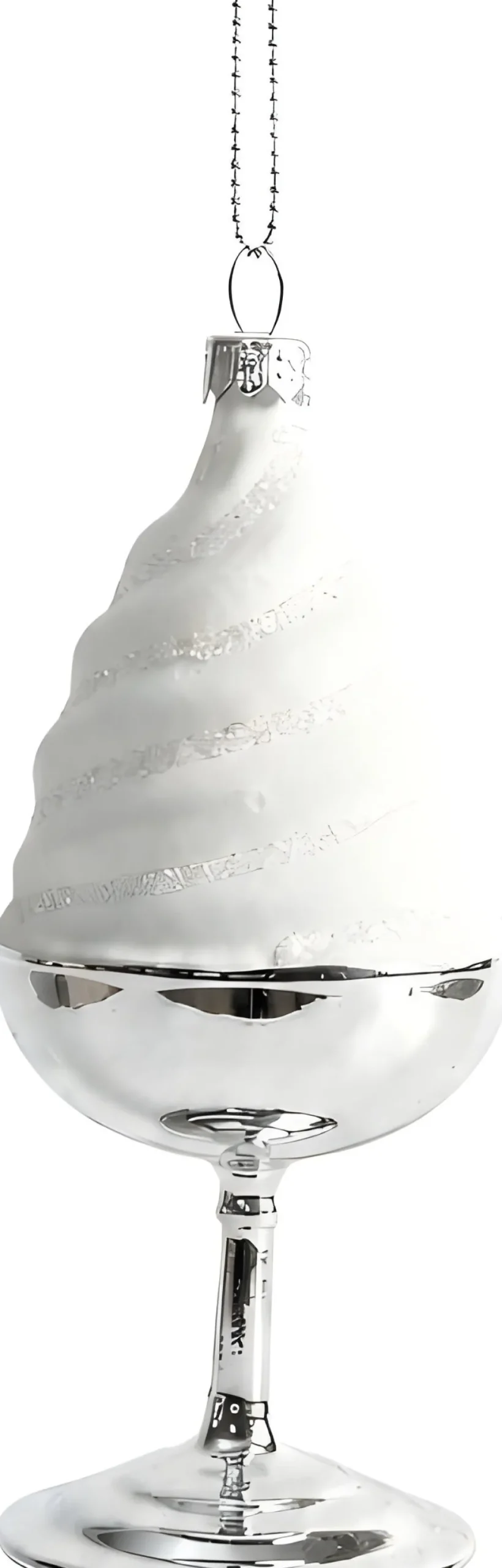 Yup in de Boom kerst ornament coupe softijs zilver / wit 5,2 x 5,5 x 12,5 cm