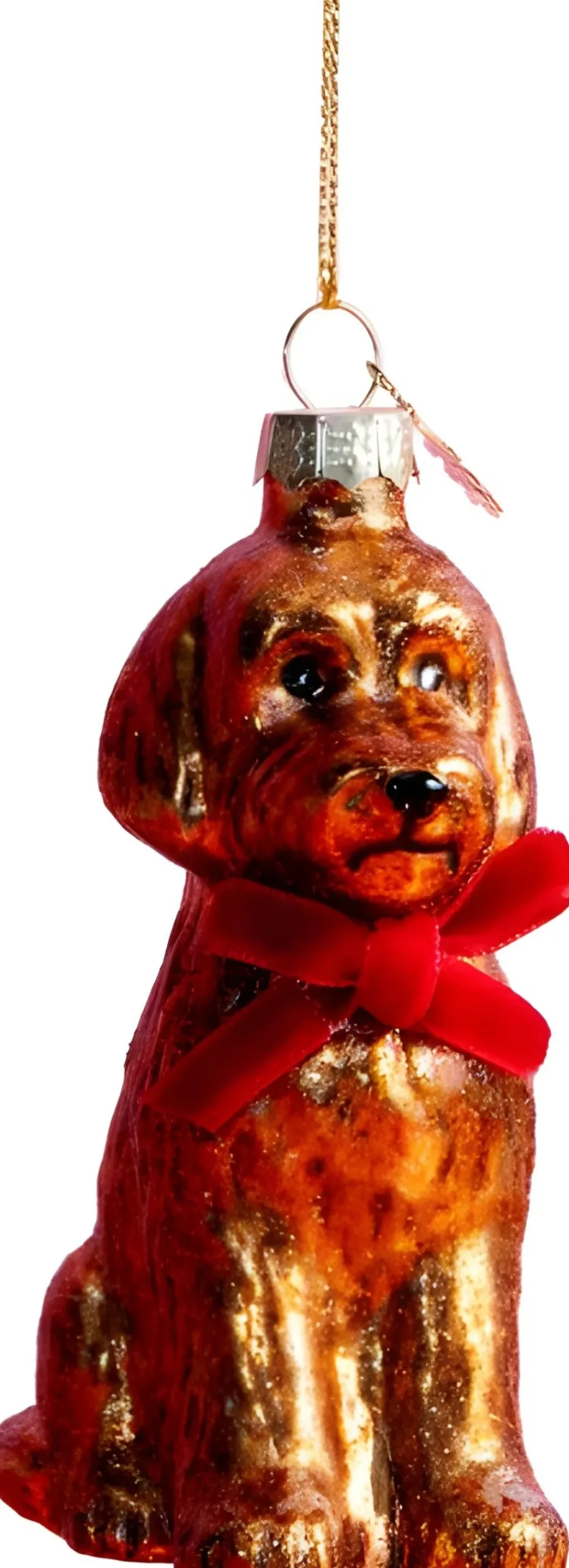 Yup in de Boom kerst ornament labradoodle bruin / goud 6,5 x 4,5 x 11 cm