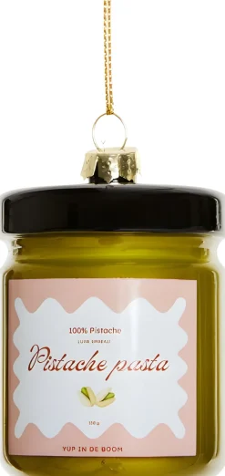 Yup in de Boom kerst ornament pistache pasta groen / zwart D 5 H 6 cm