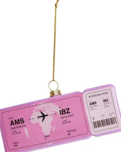 Yup in de Boom kerst ornament vliegticket ibiza roze 12 x 4,5 x 1,2 cm